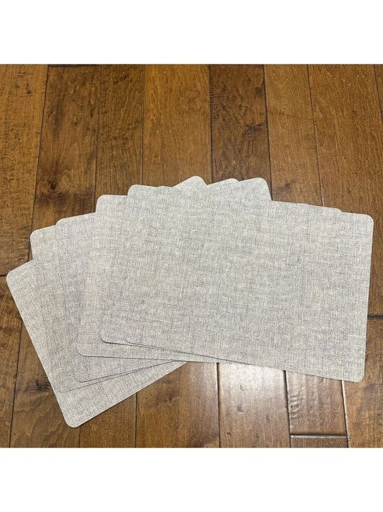 Simply Essential Other - Vinyl Textured Gray Placemats x6 NWOT